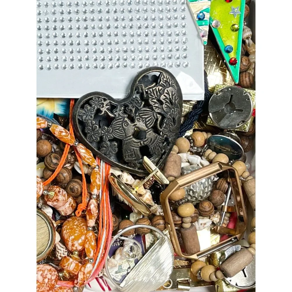 VTG - Now Repurpose Craft Jewelry Lot Beads Parts Harvest Junk Drawer Box 1#13